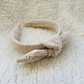 Strik Haarband Broderie Off White