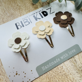 Setje Haarspeldjes Bloemen Naturel