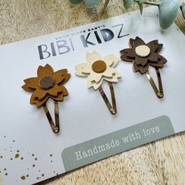 Setje Haarspeldjes Bloemen Cacao
