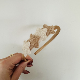 Haarband -Sterretjes Bruin/Naturel teddy