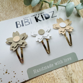 Setje Haarspeldjes Bloemen Naturel