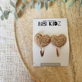 Haarspeld Hart Teddy Taupe