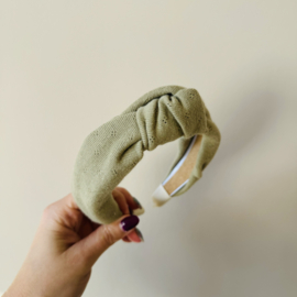 Knoop Haarband Oud Groen Pointelle