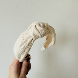 Knoop Haarband Broderie Off White