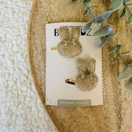 Haarspeld Konijntje Goud Glitter