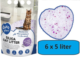 Duvo+ Premium silica - kattenbakvulling - lavendel 6 x 5L