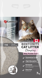 Flamingo Kattenbakvulling  Bentoniet met babypoeder Fijne korrels- 1 x 7 kg