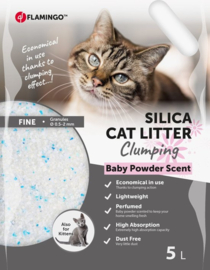 Kattenbakvulling Silica met babypoeder Fijne korrels Klonterend 5 L