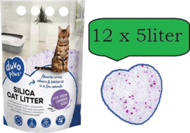 Duvo+ Premium silica - kattenbakvulling - lavendel - Voordeelverpakking - 12x 5L