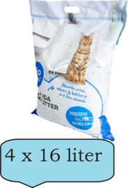 Duvo+ Premium Silica Kattenbakvulling  Voordeelverpakking - 4 x 16L - Incl. Wol muisje