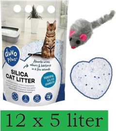 Duvo+ Premium Silica Kattenbakvulling - Bulk voordeel - 12x 5L - Incl - Wol muisje