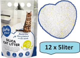 Premium silica - kattenbakvulling - citroen Geel/wit 1-8mm - Voordeelverpakking - 12 x 5L