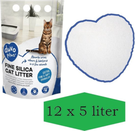 Duvo+ Premium Fijne Silica kattenbakvulling wit 12x5 liter bulkvoordeel