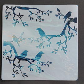 Sjabloon 30x30 cm - Vogels op takken