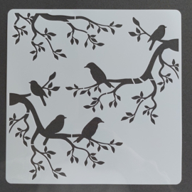 Sjabloon 30x30 cm - Vogels op takken