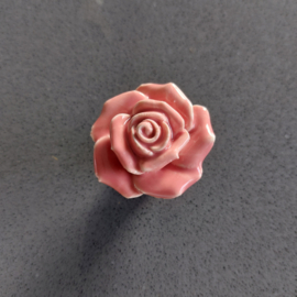 Knop Porselein Roos roze - 40mm