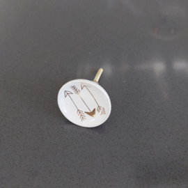 Knop Porselein Wit Gouden pijlen - 39mm