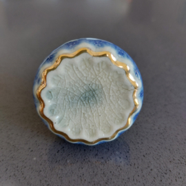 Knop Porselein blauw wit - 40mm
