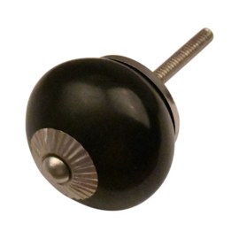 Knop Porselein zwart - 40mm