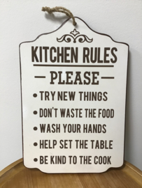 Tekstbord kitchen rules