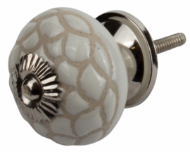 Knop Porselein reliëf taupe- 40mm