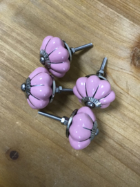 Knop Porselein bloem roze - 40mm
