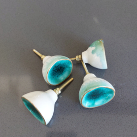 Knop Porselein Golvend Aqua - 45mm