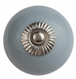Knop Porselein lichtblauw/grijs - 40mm