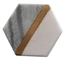 Knop Marmer Hexagon grijs - 37mm