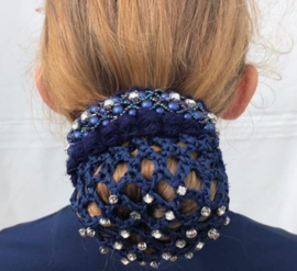 Knotband blauw of zwart met steentjes