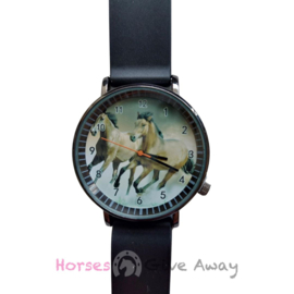 Horloge zwart met paard(en)