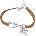 Armband br. leer met bedel