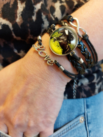 Leren Infinity paarden armband zwart