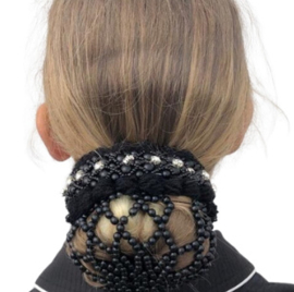 Knotband blauw of zwart met steentjes