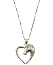 Paarden ketting met verzilverde hanger