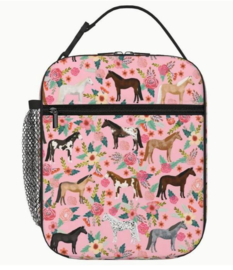 Lunchtas ROZE met paardenprint
