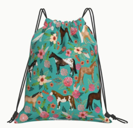 Rugtas print paarden / bloemen