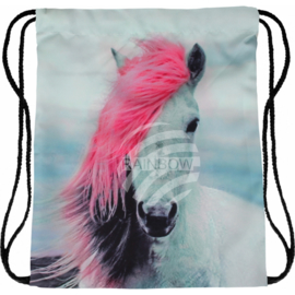 Rugtas pony met roze manen