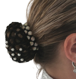 Knotband wit met zilver strass