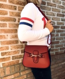Schoudertas met bit cognac