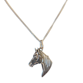 Zilveren ketting met paardenhoofd