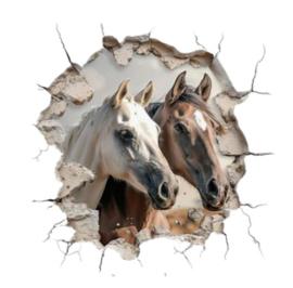Wanddecoratie gat met paardenhoofden