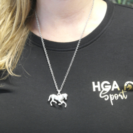 Zilveren ketting galopperend paard