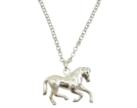 Zilveren ketting galopperend paard