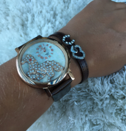 Leren armbandjes met bedels s/2