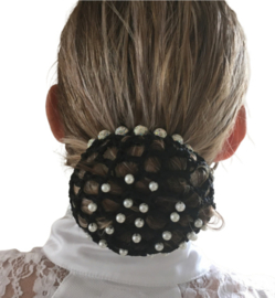 Knotnetje zwart met parels