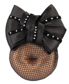 Papillon zwart met strik en strass