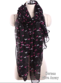 Sjaal zwart/roze/wit