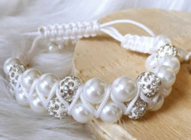 Knotband wit of zwart strass