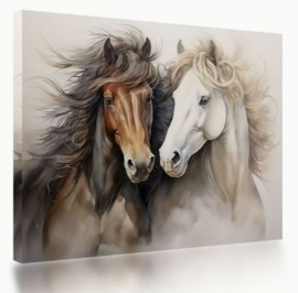 Canvas poster Aquarel Paarden